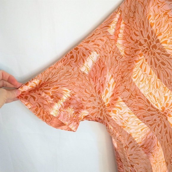 Floreat Anthropologie Silk Blend Size Small Floral Striped Hi Low Blouse - Picture 6 of 12